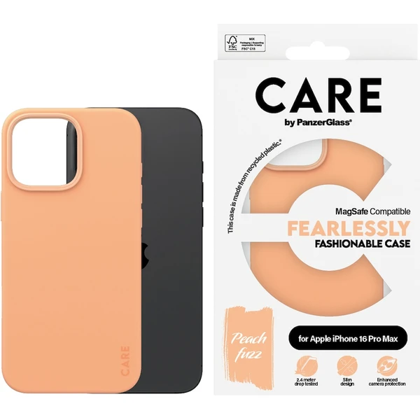PanzerGlass® CARE kryt Apple iPhone 16 Pro Max MagSafe Fearlessly broskyňový - Puzdra - Obrázok 1608000P01