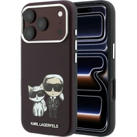Karl Lagerfeld PU Semi Wrap Smooth Sketch Bodies Magsafe kryt iPhone 18 Pro vínový - Puzdra