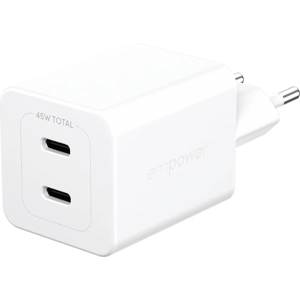 PanzerGlass® empower nabíjačka Turbo GaN (45 W) 2x USB-C, biela - Nabíjačky - Hlavný obrázok