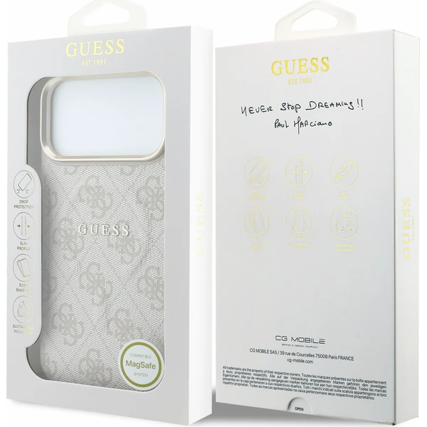 Guess PU Leather 4G Gold Frame Embossed MagSafe Zadný kryt pre iPhone 18 Pro Max Pink - Puzdra - Obrázok 165276d2c317461b99355cacab28575d