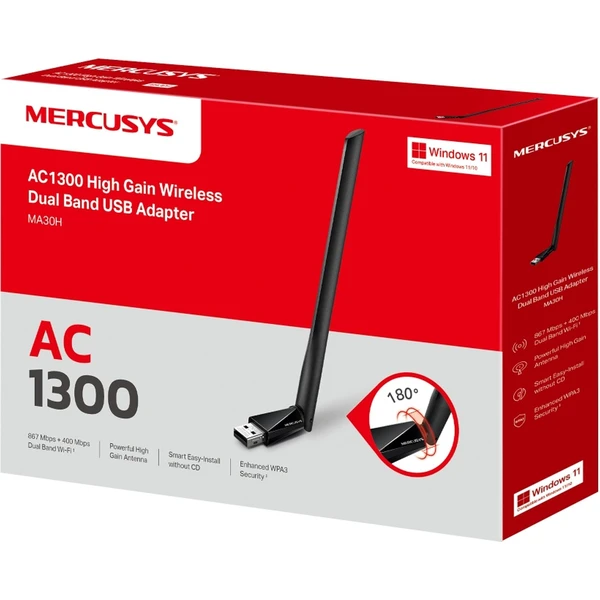 Mercusys MA30H Wi-Fi adaptér - Sieťové karty - Obrázok 16RA000N01