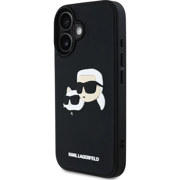 Karl Lagerfeld 3D Rubber Double Heads kryt iPhone 16 čierny - Puzdra - Obrázok 16adff53fbcb431ba755e2155b4ac1e2