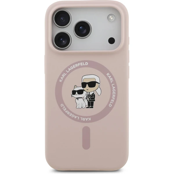 Karl Lagerfeld Liquid Silicone Karl a Choupette MagSafe kryt iPhone 17 Pro ružový - Puzdra - Obrázok 16d1e3526d2442bc97aa725e22713633