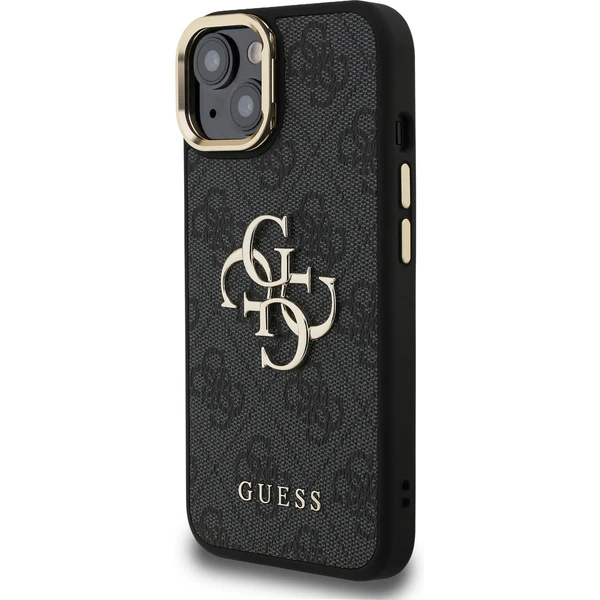 Guess PU 4G Metal Logo Stand Camera Frame kryt iPhone 13 čierny - Puzdra - Obrázok 1740c11b0bfd4f5b8dfdd1e9a32a819f
