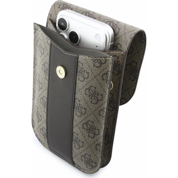 Guess PU 4G Stripe Metal Logo taška na telefon hnědá - Puzdra - Obrázok 176b08a4c1a948b3a101651d14b697f0