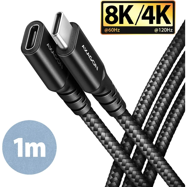 AXAGON BUCM32-CF10AB USB-C/USB-C predlžovací kábel 1m čierny - Káble a redukcie - Hlavný obrázok