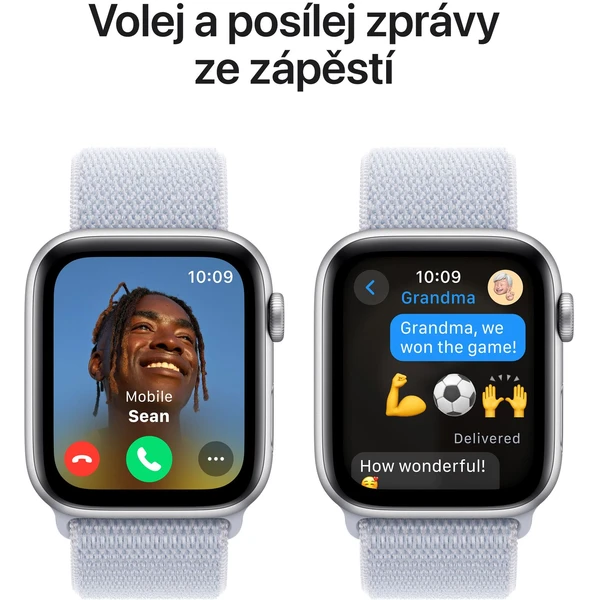 Apple Watch SE (2024) 44mm Strieborný hliník s oblačne modrým prevliekacím remienkom - Inteligentné hodinky - Obrázok 17Q7000K01