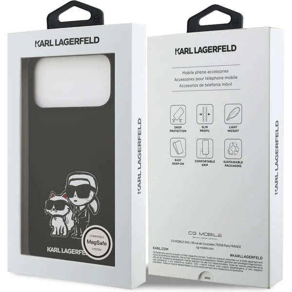 Karl Lagerfeld Liquid Silicone K&CH Sketch MagSafe kryt iPhone 17 Pro Max čierny - Puzdra - Obrázok 17ea3b1ad0d64f068a454968bd6e401a
