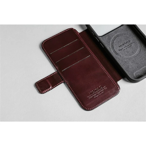 Nomad Modern Leather Folio (Horween) MagSafe kožené púzdro iPhone 17 Pro Max Burgundy - Puzdra - Obrázok 17f1435d728f4e588a9fc4c48451c678