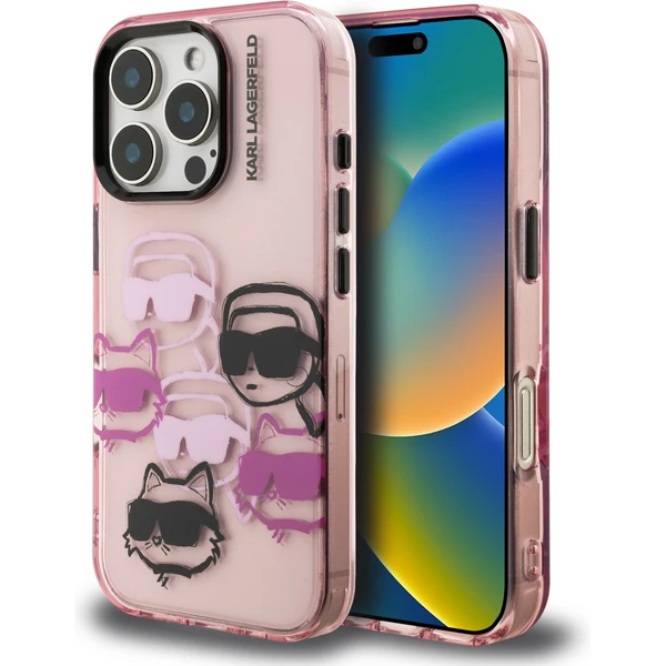 Karl Lagerfeld IML Multi K&CH Heads kryt iPhone 16 Pro Max ružový - Puzdra - Hlavný obrázok