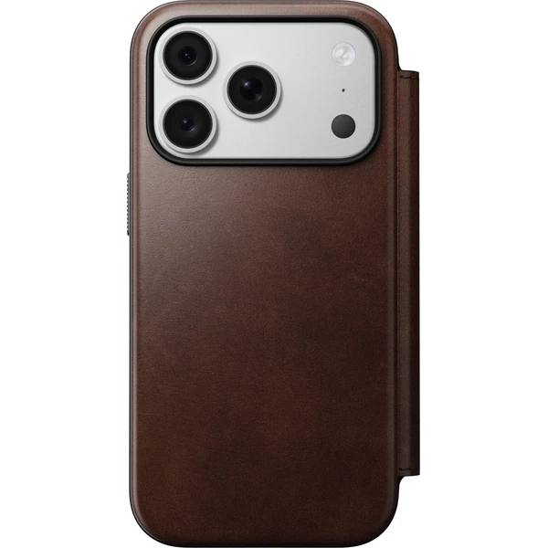 Nomad Modern Leather Folio (Horween) MagSafe kožené puzdro iPhone 17 Pro/18 Pro Rustic Brown - Puzdra - Obrázok 181783a4f7474ea796ab3d493bb11557