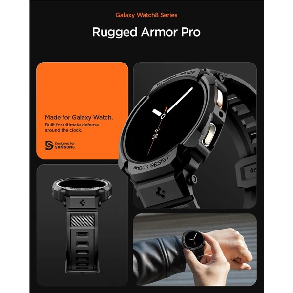 Spigen Rugged Armor Pre kryt s remienkom Galaxy Watch8 (40mm) matne čierny - Puzdra - Obrázok 1818cc4c31fc4dad919be1b40f1dfd35