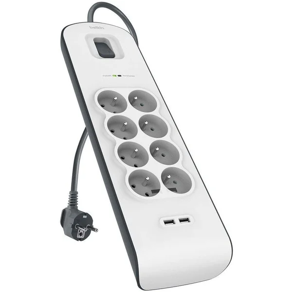 Belkin prepäťová ochrana BSV804, 8 zásuviek, 2xUSB/2.4A, 2m - Prepäťové ochrany - Hlavný obrázok