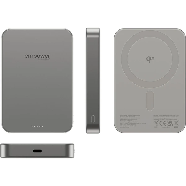 PanzerGlass® empower bezdrôtová Qi2 powerbanka 10000 mAh, MagSafe, sivá - Powerbanky - Obrázok 183J000K01