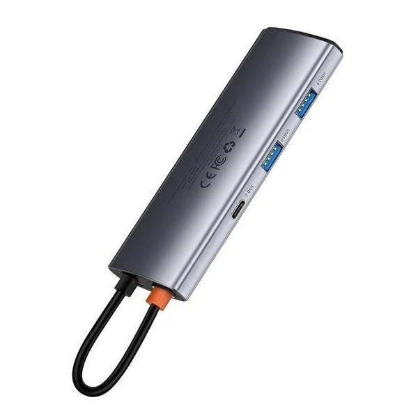 Baseus Metal Gleam Series 7v1 HUB Type-C sivý - USB huby - Obrázok 184SF00101
