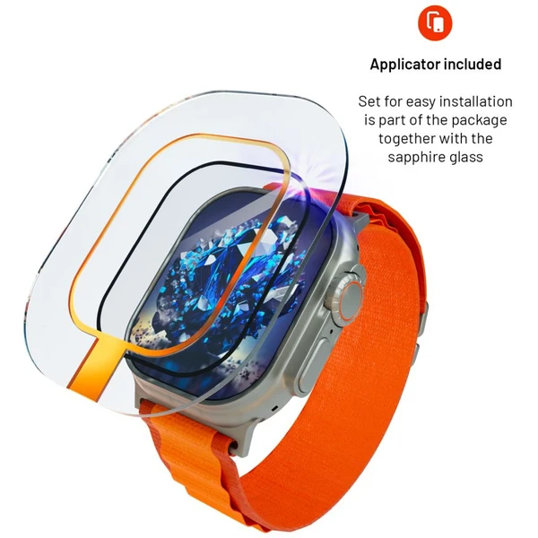 FIXED zafírové sklo pre Apple Watch Ultra s oceľovým rámčekom - Ochranné fólie a sklo - Obrázok 186f34881b8c4210b6f89e80feddb1d1