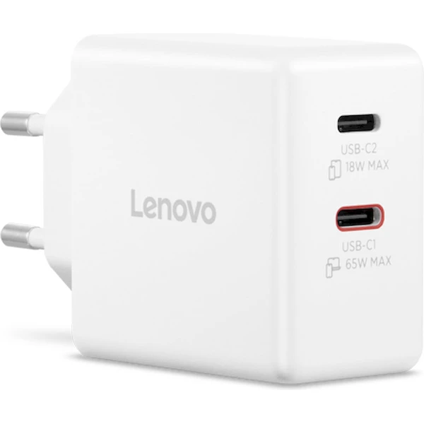Lenovo Dual USB-C 65W GaN nabíjací adaptér biely - Nabíjačky - Obrázok 18BM000K01