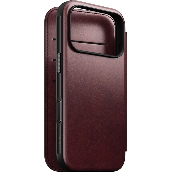 Nomad Modern Leather Folio (Horween) MagSafe kožené púzdro iPhone 17 Pro Burgundy