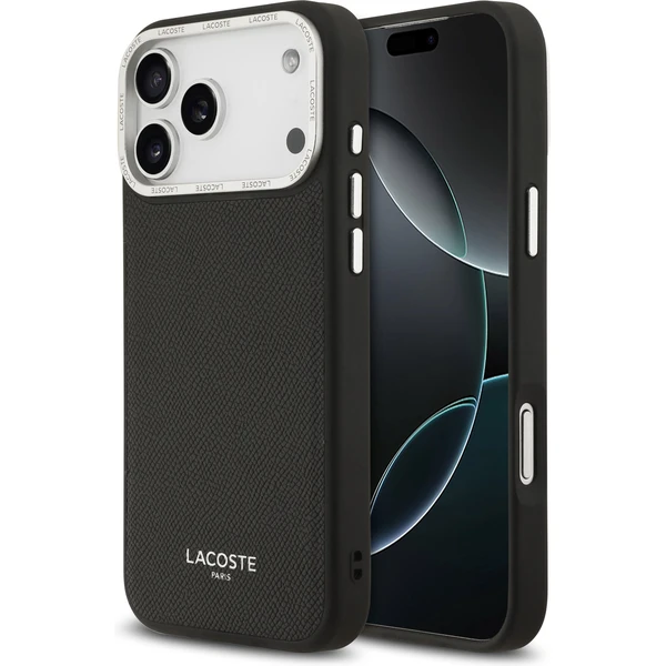 Lacoste PU Leather Champs Elysees MagSafe kryt iPhone 17 Pro Max čierny - Puzdra - Hlavný obrázok