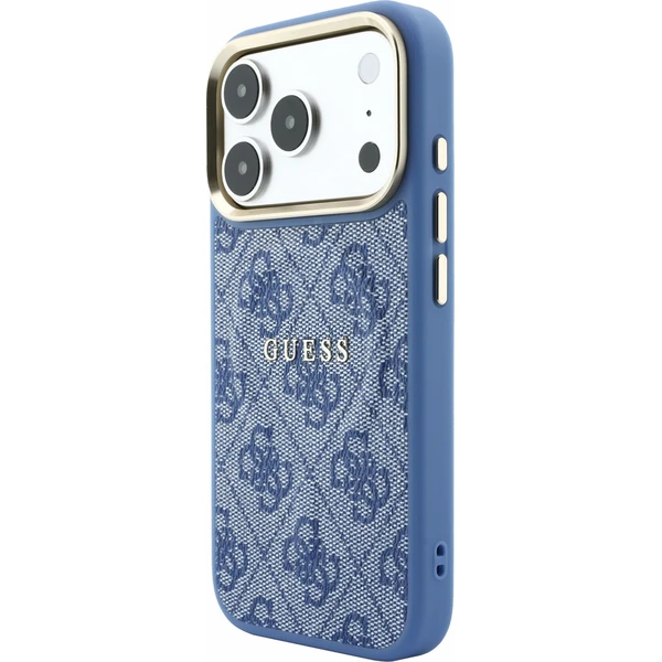 Guess PU Leather 4G Gold Frame Embossed MagSafe Zadný Kryt pre iPhone 18 Pro Blue - Puzdra - Obrázok 192990a761324dbb9e16e0bba3e5851b