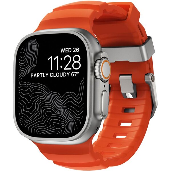 E-shop Nomad Rocky Point Band remienok Apple Watch 49/45/44/42mm strieborný/oranžový