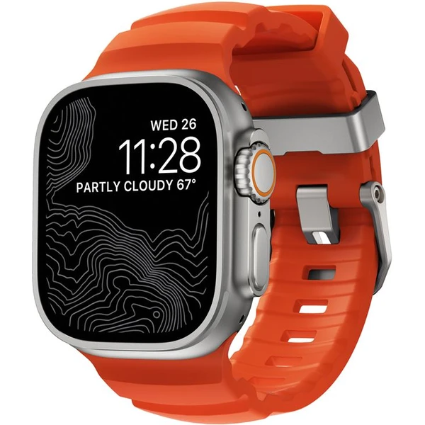 Nomad Rocky Point Band remienok Apple Watch 49/45/44/42mm strieborný/oranžový - Remienky - Hlavný obrázok