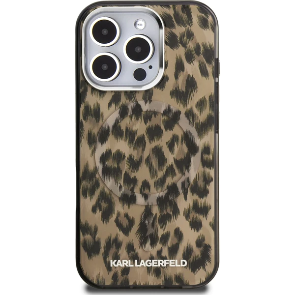 Karl Lagerfeld IML Leopard MagSafe kryt iPhone 16 Pre hnedý - Puzdra - Obrázok 195730316eb34dfa958fe96a76a680a3