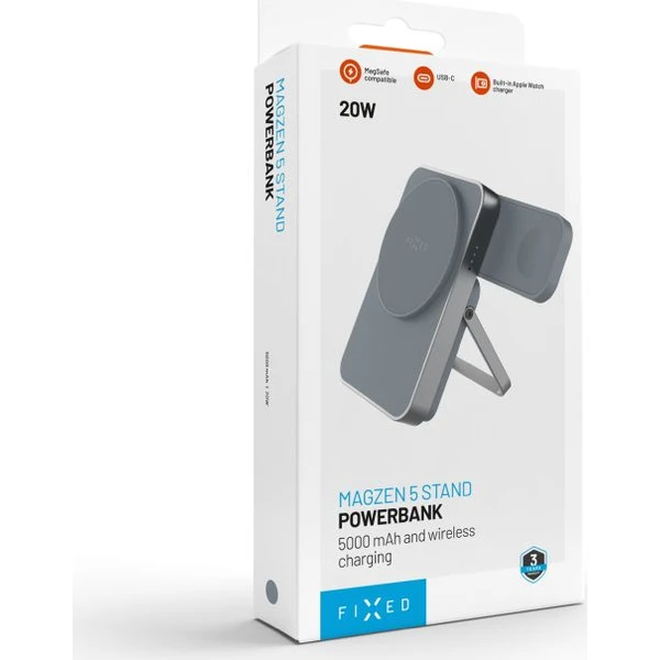 FIXED MagZen 5 Stojan MagSafe powerbanka 5000 mAh so stojanom (20W) sivá - Powerbanky - Obrázok 197ef063ca95467f8d0c8370515e4b9a
