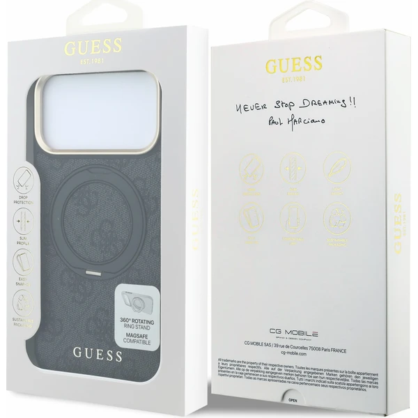 Guess PU 4G Ring Stand MagSafe Zadný kryt pre iPhone 18 Pro Black - Puzdra - Obrázok 1991b2518d5f4541888df4ed6ca08014
