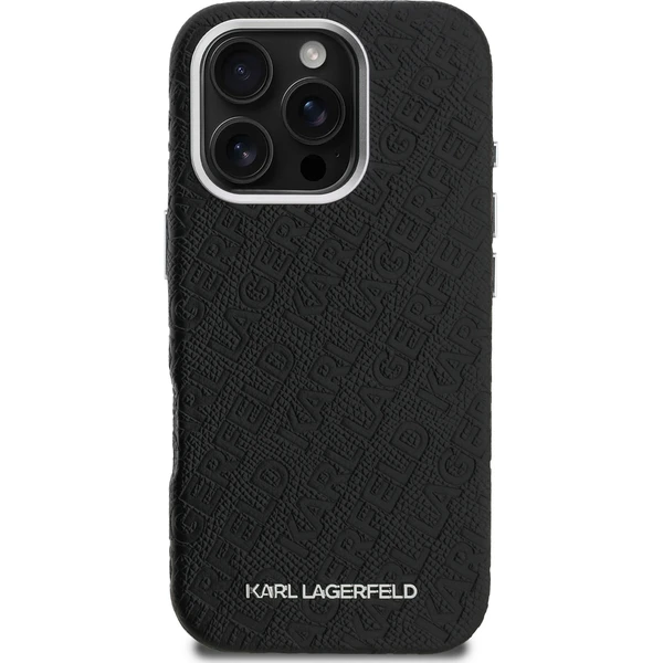 Karl Lagerfeld Grained PU Repeated Logo MagSafe kryt iPhone 16 Pre čierny - Puzdra - Obrázok 19975195287c4ad991167552bfac42d4