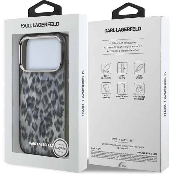Karl Lagerfeld IML Leopard MagSafe Zadný Kryt pre iPhone 17 Pro sivý - Puzdra - Obrázok 1997cc9c14924149afc3b92ca232fc9c