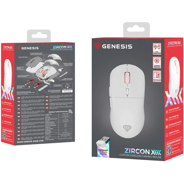 Genesis ZIRCON XIII CUSTOM bezdrôtová herná myš biela - Myši - Obrázok 19I5000O01