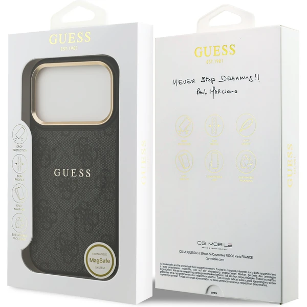 Guess PU Leather 4G Gold Frame MagSafe kryt iPhone 17 Pro čierny - Puzdra - Obrázok 19bd026711c0425292eef6543f514dfe