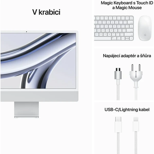 CTO Apple iMac 24" (2023) / Myš / strieborný / Stojan / CZ NUM Touch ID KLV / 24GB / 1TB SSD - All-in-one - Obrázok 19e2b927784447efaa0cfb0e884c186b