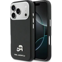 Karl Lagerfeld PU Karl a Choupette Heads Pins MagSafe kryt iPhone 17 Pro Max čierny - Puzdra