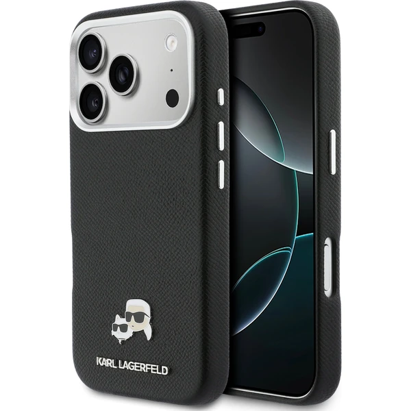 E-shop Karl Lagerfeld PU Karl a Choupette Heads Pins MagSafe kryt iPhone 17 Pro Max čierny