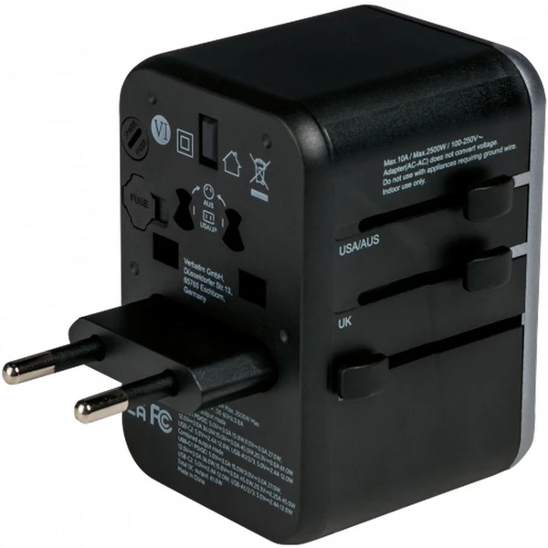 VERBATIM Universal Travel Adapter UTA-04 Cestovný adaptér - Zásuvky - Obrázok 1A53000O01
