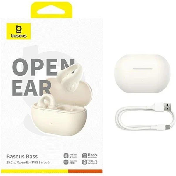 Baseus Bass 15 Clip Open Ear bezdrôtové slúchadlá biela - Slúchadlá - Obrázok 1B2G000O01