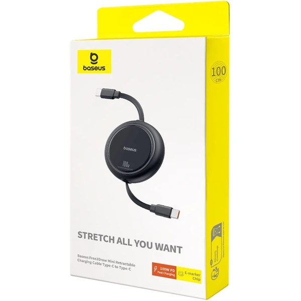 Dátový kábel Baseus Free2Draw mini USB-C/USB-C 1m 100W čierny - Káble - Obrázok 1BGE000L01