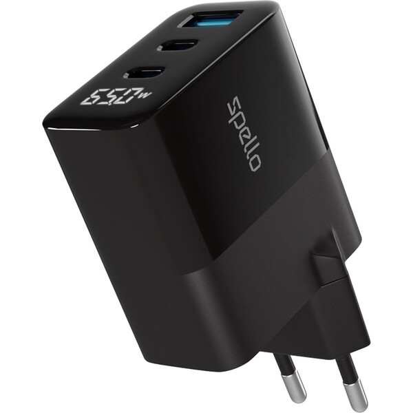 E-shop Spello ForceBoost Display GaN 65W nabíjací adaptér čierny