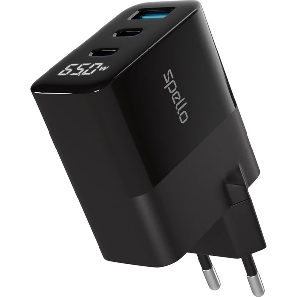 Spello ForceBoost Display GaN 65W nabíjací adaptér čierny - Nabíjačky - Hlavný obrázok