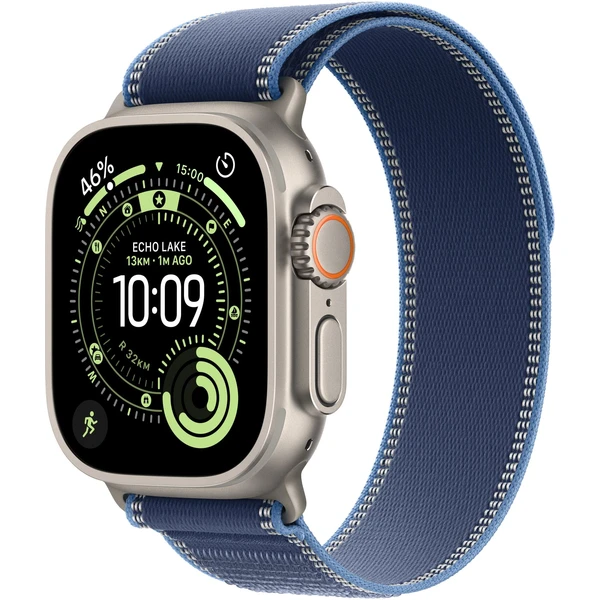Apple Watch Ultra 3 (2025) 49mm Prírodný titán s modrým/jasne modrým trailovým ťahom S/M - Inteligentné hodinky - Hlavný obrázok