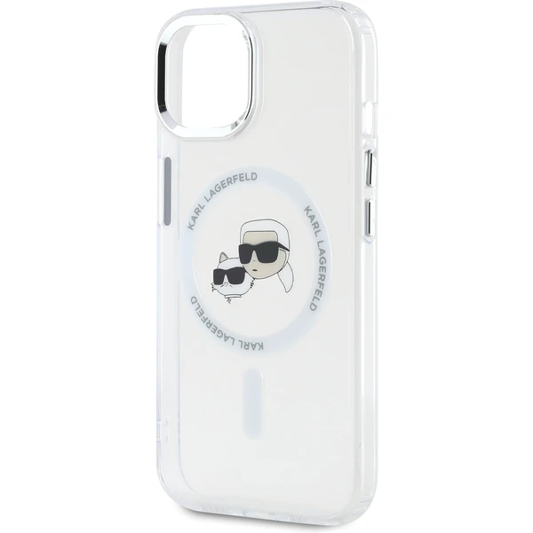 Karl Lagerfeld IML K&CH Heads Metal Frame MagSafe zadný kryt iPhone 15 číry - Puzdra - Obrázok 1CO5000J01