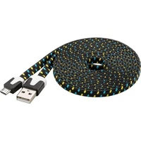 PremiumCord USB-A/MicroUSB-B plochý napájací kábel 2m čierny/modrý - Káble a redukcie