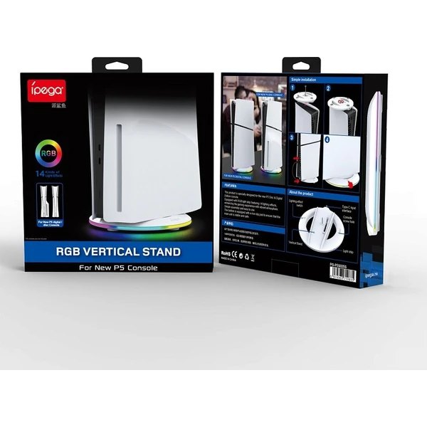 iPega P5S025S Vertikálne Stojan s RGB pre PS5 Slim/PS5 Pro biely - Stojany - Obrázok 1EX3000P01