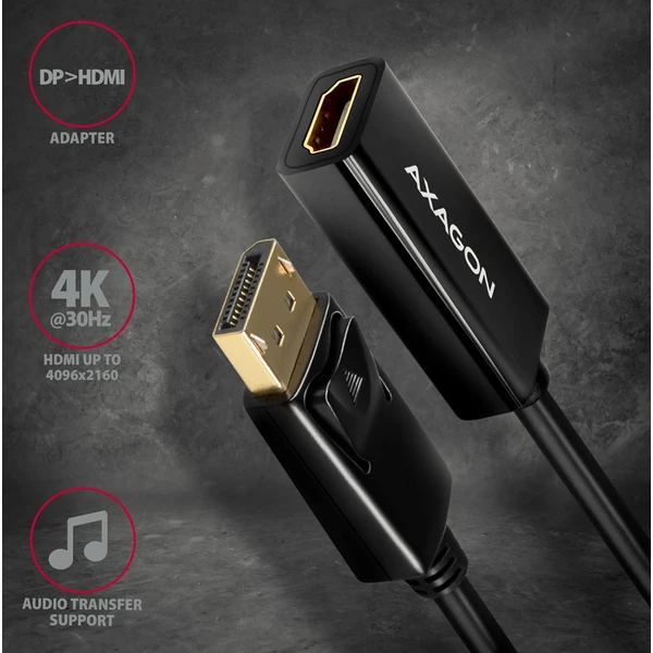 AXAGON DisplayPort/HDMI 1.4 redukcia 0,18m čierna - Káble a redukcie - Obrázok 1FD0700301
