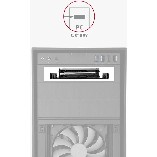 AXAGON RHD225 kovový rámček pre 2x 2.5' HDD/SSD do 3.5' pozícia montáž ventilátora - Rámiky na disky - Obrázok 1G7HF00101