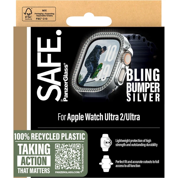 PanzerGlass® SAFE Apple Watch Ultra 3/2/1 bumper rámček trblietavo strieborný - Puzdra - Obrázok 1IWA000L01