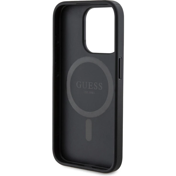 Guess PU Leather 4G Colored Ring MagSafe kryt iPhone 15 Pre čierny - Puzdra - Obrázok 1J72000N01