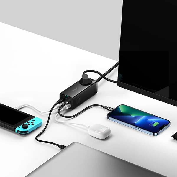 Rýchlonabíjačka do siete Baseus GaN3 Pro, 2x USB-C, 2x USB + AC 65W čierna - Nabíjačky - Obrázok 1JGE000L01